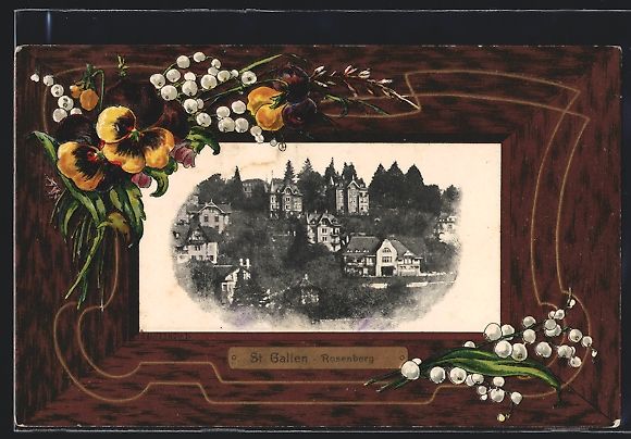 Cartoline postali: St. Gallen-Rosenberg, Ortsansicht mit Ma – Usato da Berlin venduto da bartko-reher