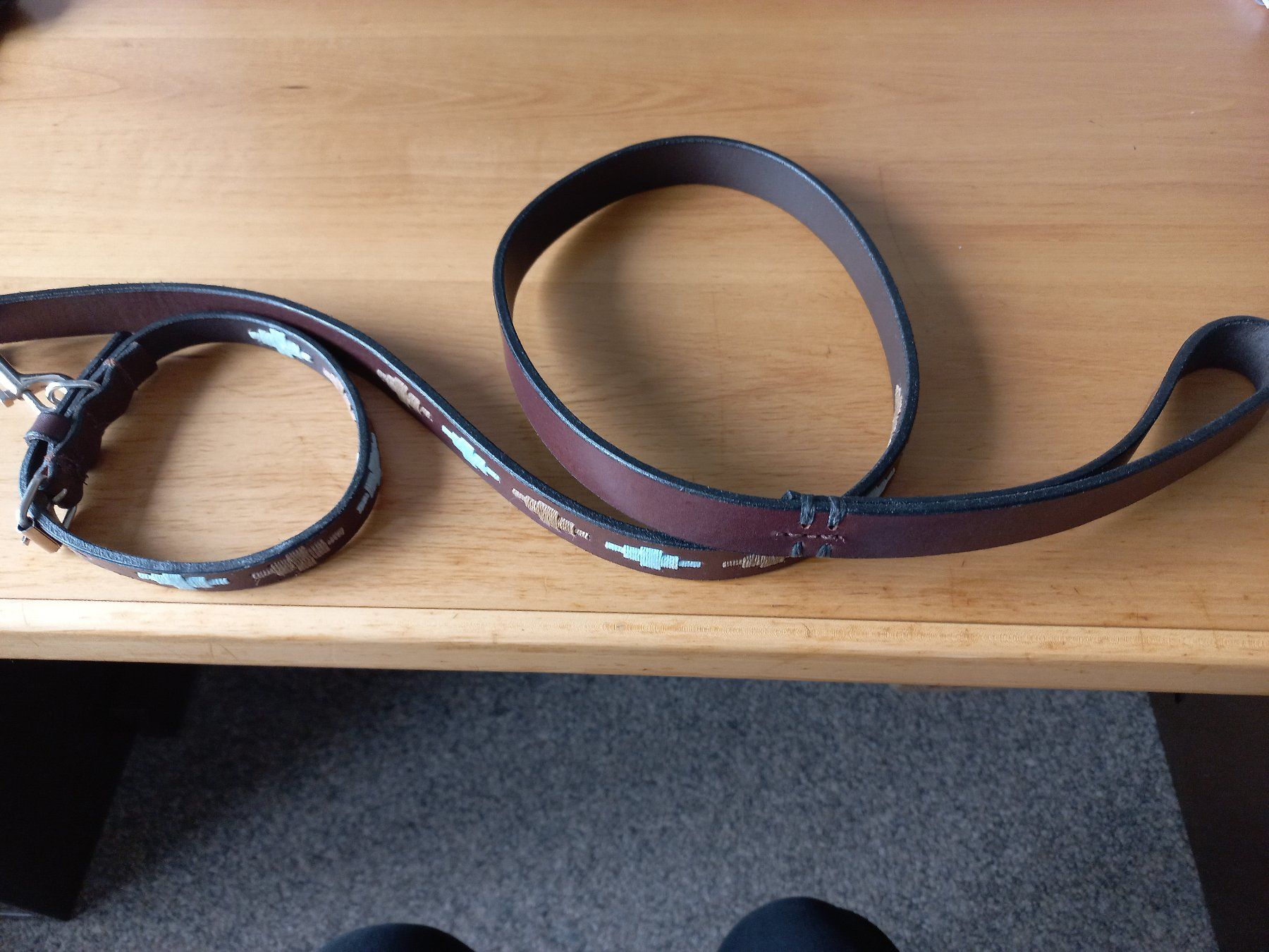 Guinzagli & Collari: Leder Halsband & Leine beige hellblau, separat möglich – Usato da Kaufdorf venduto da EdelmannPaPrintGmbH 3