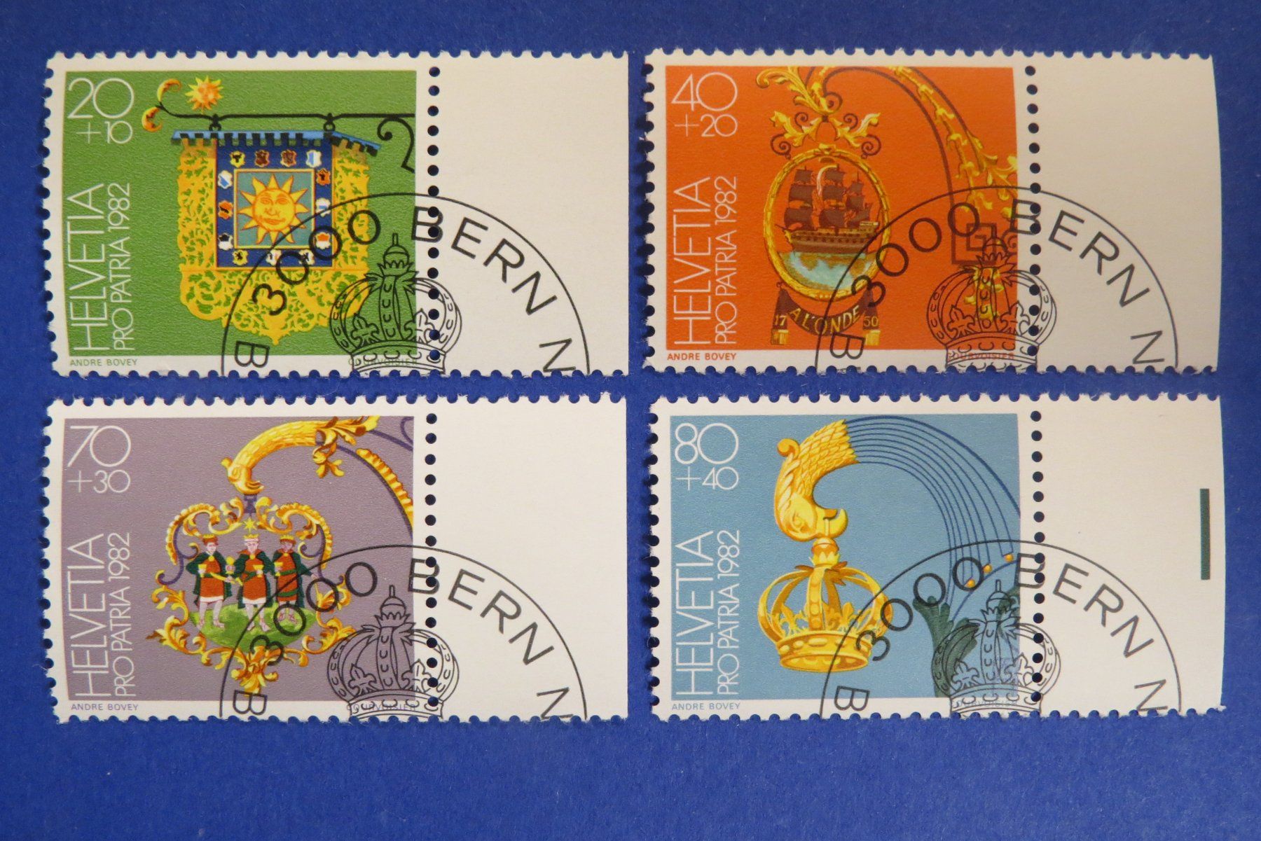 Tutti i francobolli: Serie Pro Patria 1982 - off.Ersttag-Eckstempel BERN – Usato da Brunnen venduto da Kumari