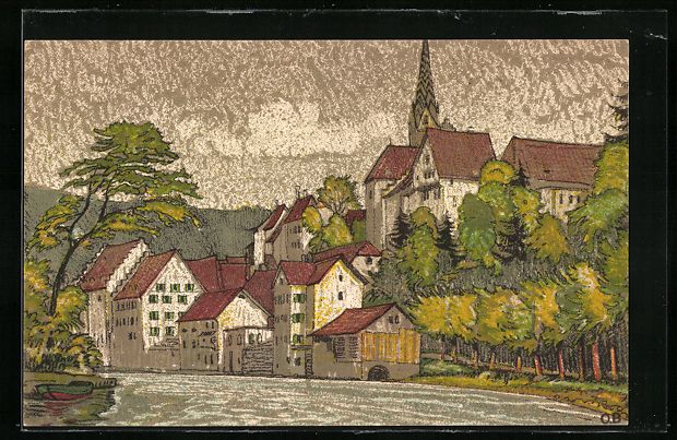 Ansichtskarten: Baden, Ortsansicht mit Kirchturm – Gebraucht aus Berlin von bartko-reher
