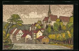 Baden, Ortsansicht mit Kirchturm