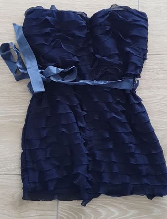 Superbe bustier bleu marine à volants, taille 38/M
