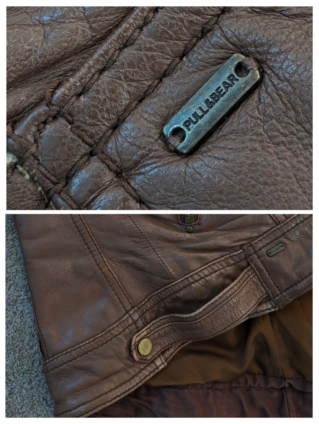 Giacche: Pull&Bear brown leather fitted jacket, size M unique vintage – Usato da Zürich venduto da Iris__ 9