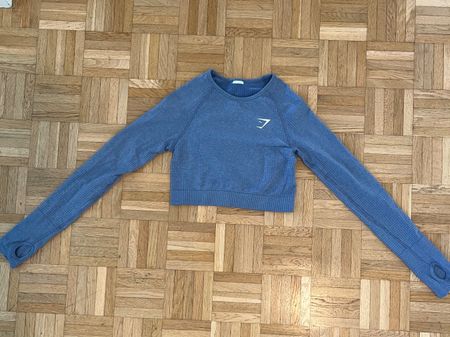 Blaues, enges langarm Crop top Sportshirt XS - Gymshark