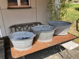 Zinkwanne Waschzuber Beki Gelte verzinkt vintage antik 3 Stk