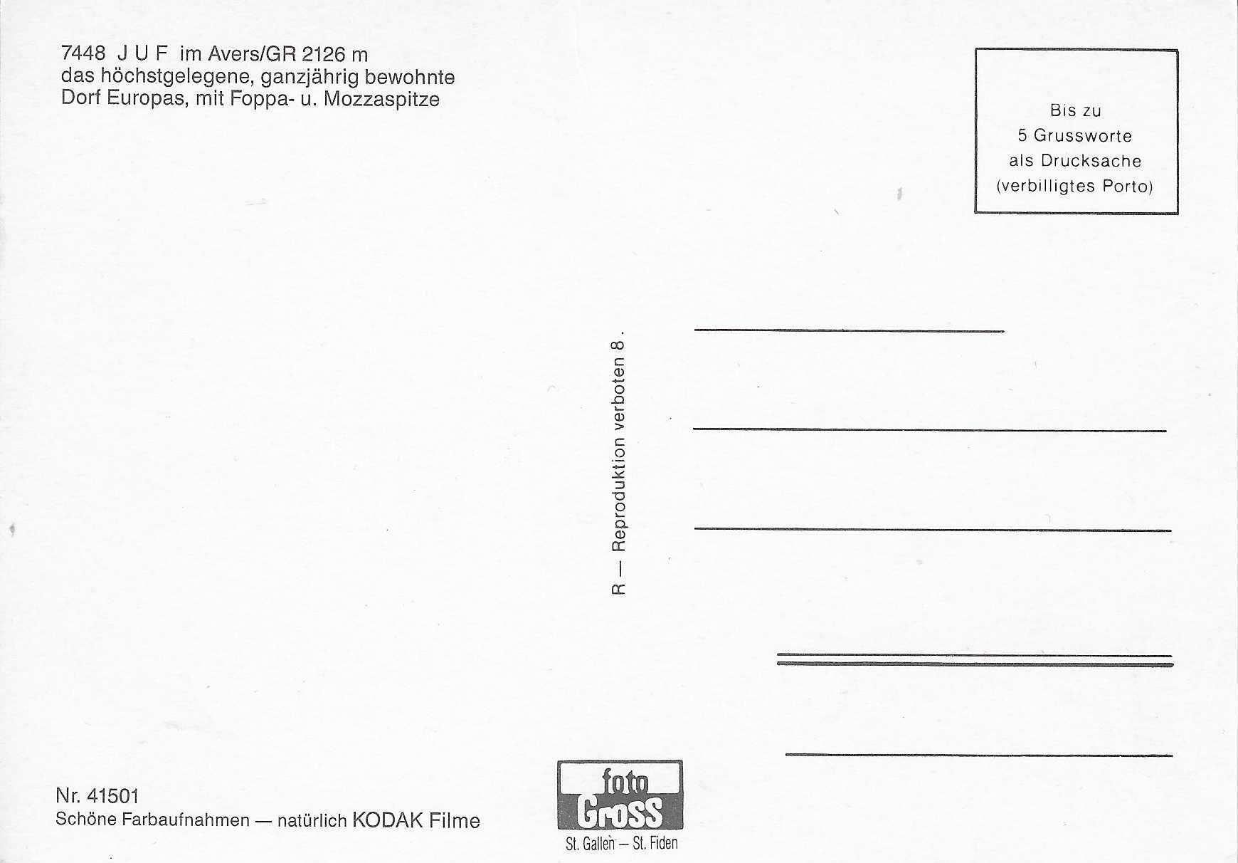 Cartoline postali: Juf im Avers GR – Nuovo (secondo la descrizione) da Rothrist venduto da Stranglehold 1