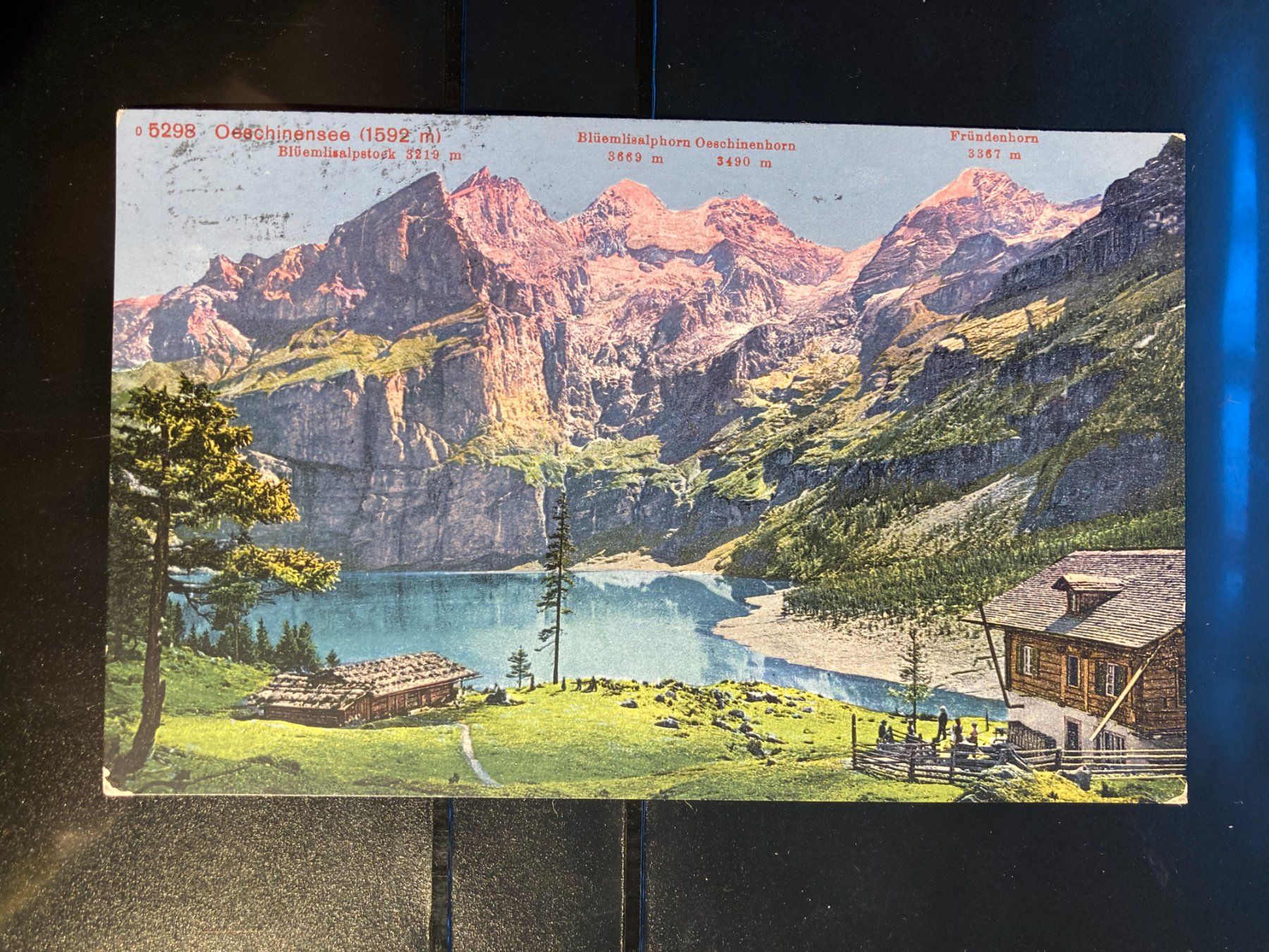 Cartoline postali: CH 1920 AK Oeschinensee Blüemlisalp – Usato da Liestal venduto da schnueps