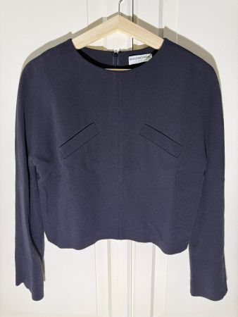 Balenciaga Bluse Oberteil 100% Seide Gr 36 Schwarz Top