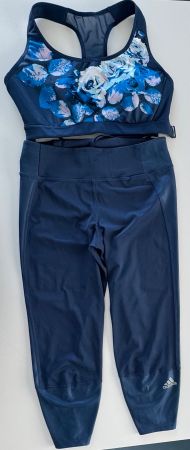 Ensemble sport Adidas, leggings 3/4 + brassière fleuri