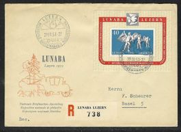 1951, W32, Block Lunaba Luzern auf R-FDC ab 1 Fr. (15984)