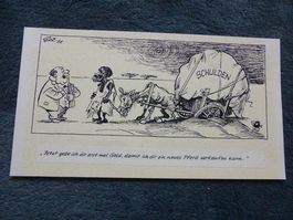 Hans Geisen,original Tusche-Entwurf,1986,Karikatur,Schulden