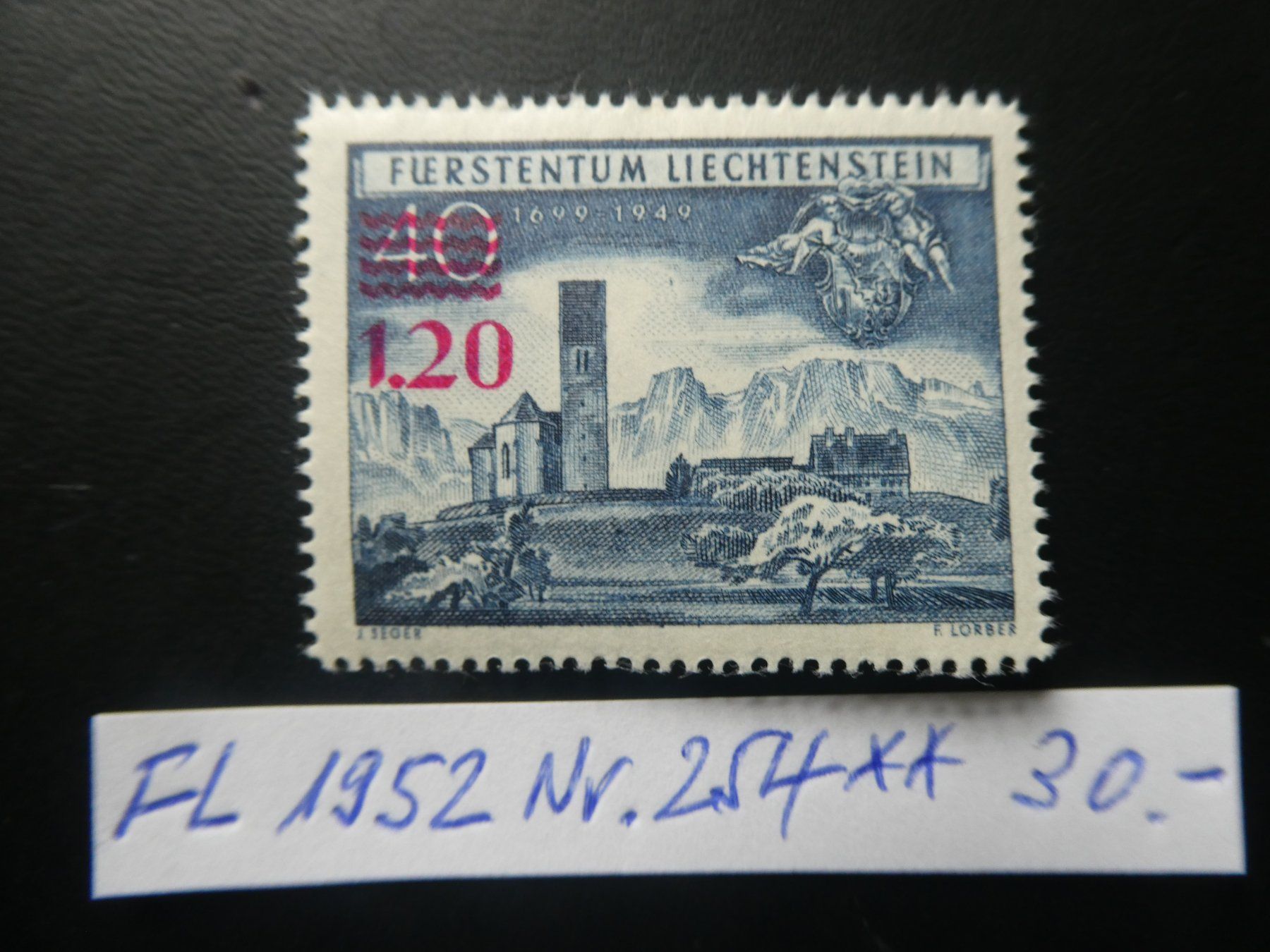 Tutti i francobolli: FL 1952 Nr. 254 postfrisch ** – Usato da Lausen venduto da Herbamare01