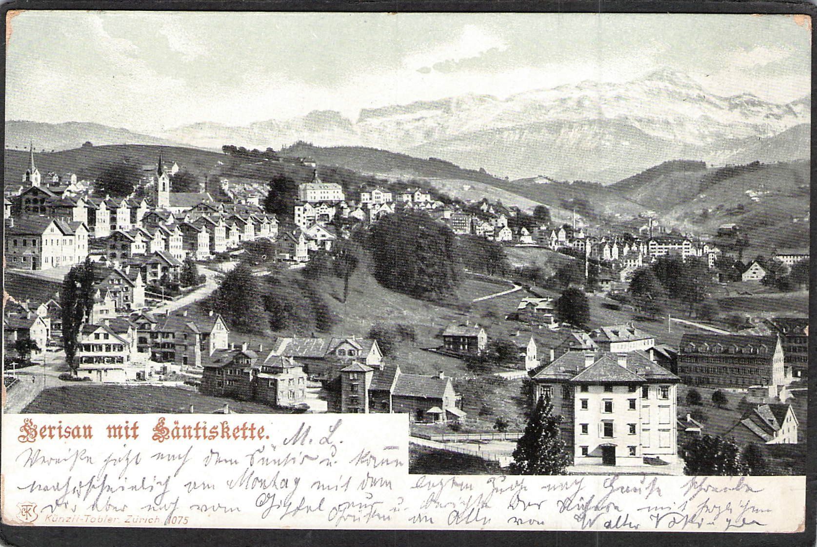 Cartoline postali: ^Herisau mit Säntiskette , 1911 – Usato da Reichenburg venduto da Pipo-67