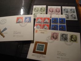 2 Sätze Sondermarken 1974, FDC + 4erblocks ET-o