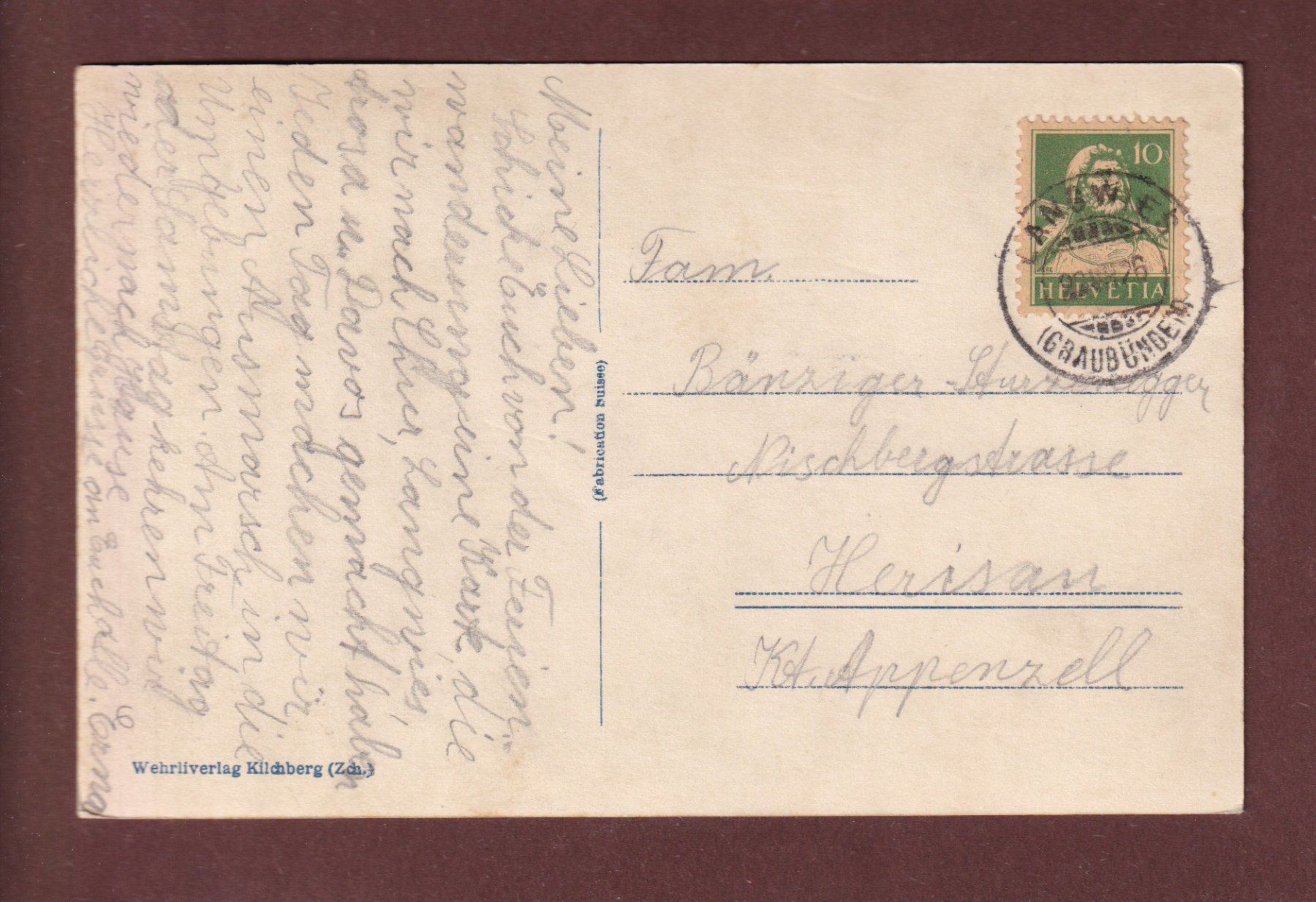 Cartes postales: SCHWELLISEE bei Arosa - 1926 – D'occasion à Pully par nicecards-shop 1
