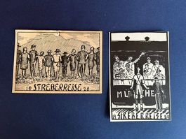 AK, 2x Studentika, Streberreise, 1928 und 1929