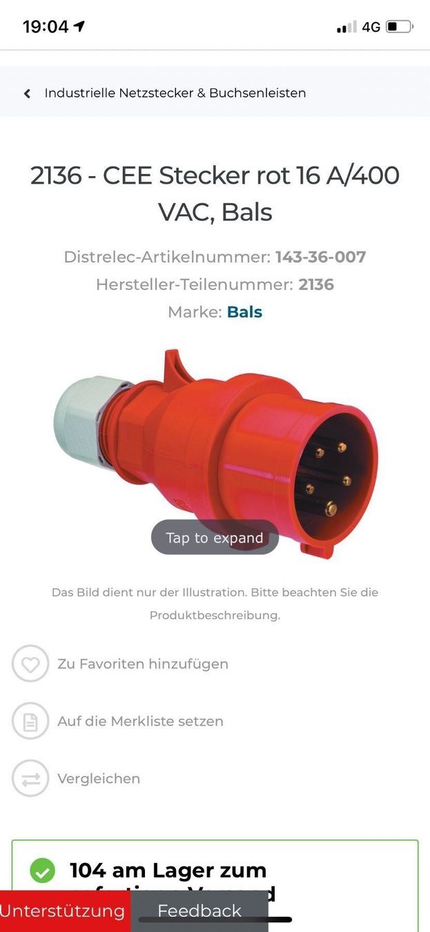 Cavi: CEE16 Stecker – Nuovo e nell'imballaggio originale da Dietikon venduto da Frople