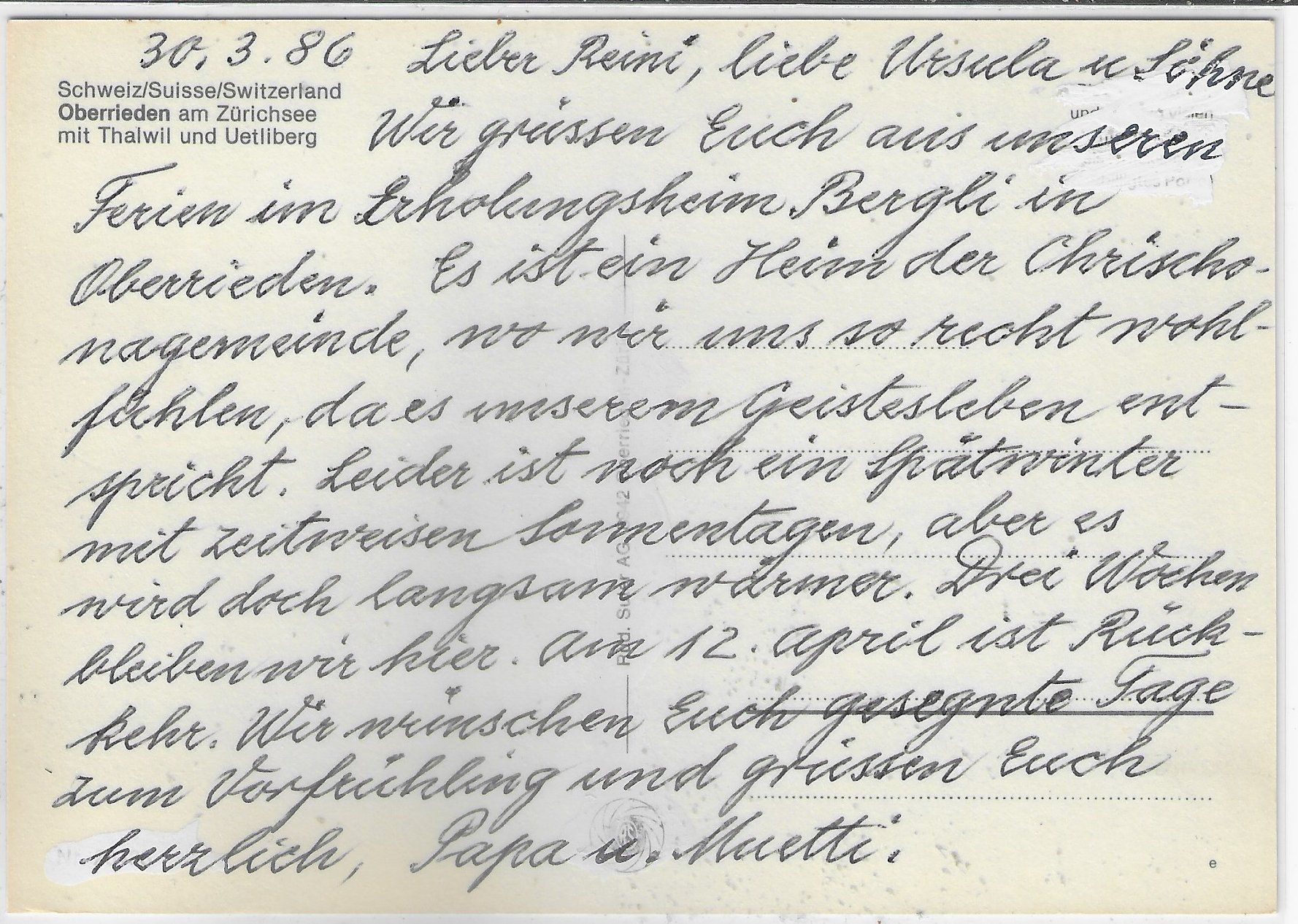 Cartoline postali: Flugaufnahme Oberrieden mit Thalwil – Usato da Ettingen venduto da Kartenplanet 1