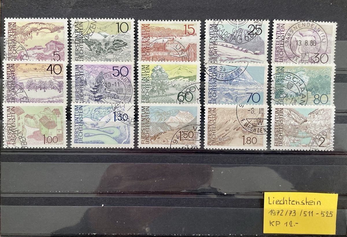 Tous les timbres: Liechtenstein 1972/73 Landschaften Satz 511 - 528 – D'occasion à Rorschach par Ziltenera