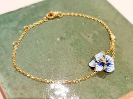 Armband Emaille Blüte Gelbgold