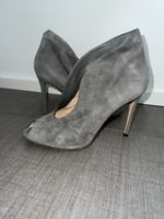 Gianvito Rossi Grey Suede Peep Toe Booties Size 41, Heels