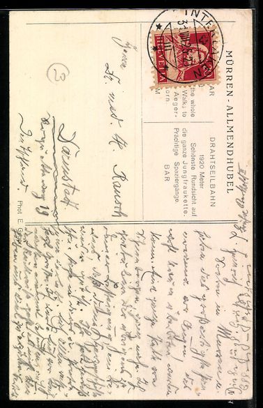 Cartoline postali: AK Mürren, Berghütte Allmendhubel – Usato da Berlin venduto da bartko-reher 1