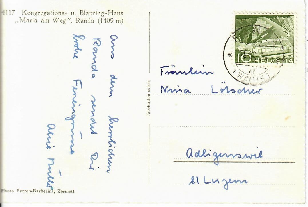 Cartoline postali: Blauring Haus Randa – Usato da Hochdorf venduto da Ziegel-16 1