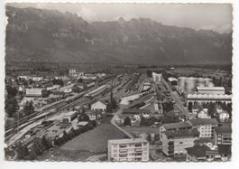 BUCHS SG Flugaufnahme Bahnhofquartier - 1968 gel. Bahnpost