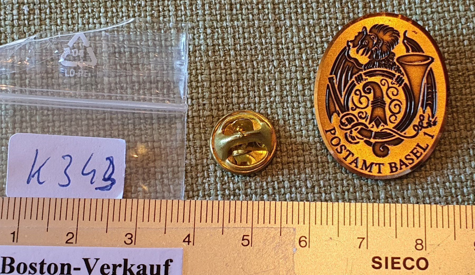 Placchette & Badge: K343 - Pin  Postamt Basel 1 PTT Basilisk – Usato da Reinach BL venduto da Boston-Verkauf 1