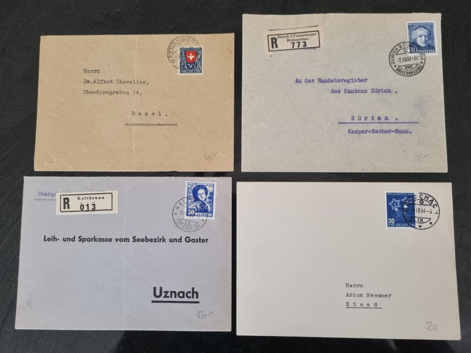 Tutti i francobolli: 4 Briefe mit Pro Juventute Höchstwerte – Usato da Gümligen venduto da Geniusbuy