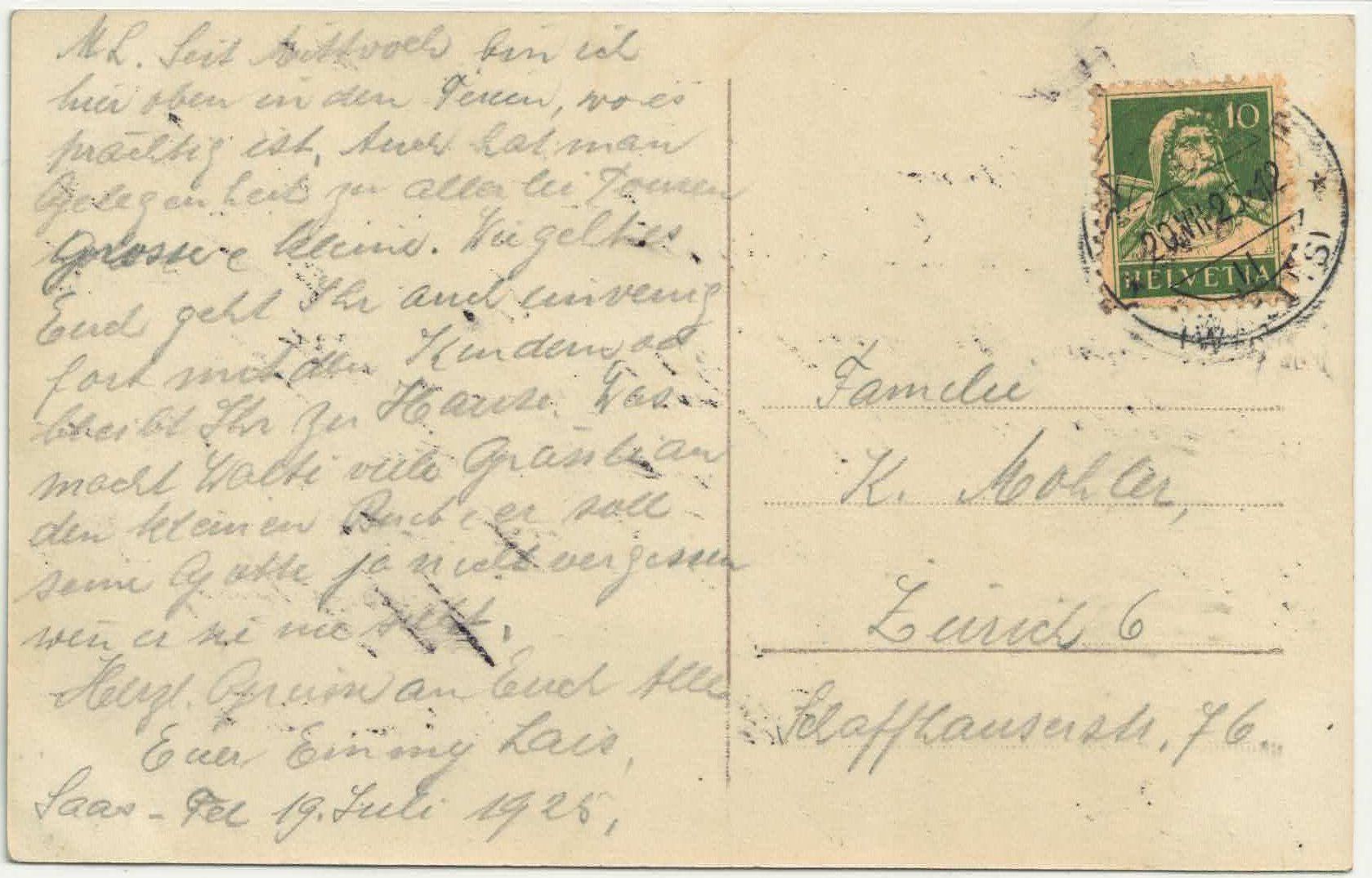 Cartoline postali: Landschaft bei Saas-Fee - Blick auf Saas-Grund – Usato da Ettingen venduto da Kartenplanet 1
