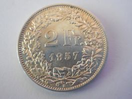 2 Fr. 1957 silber  gute Erhaltung