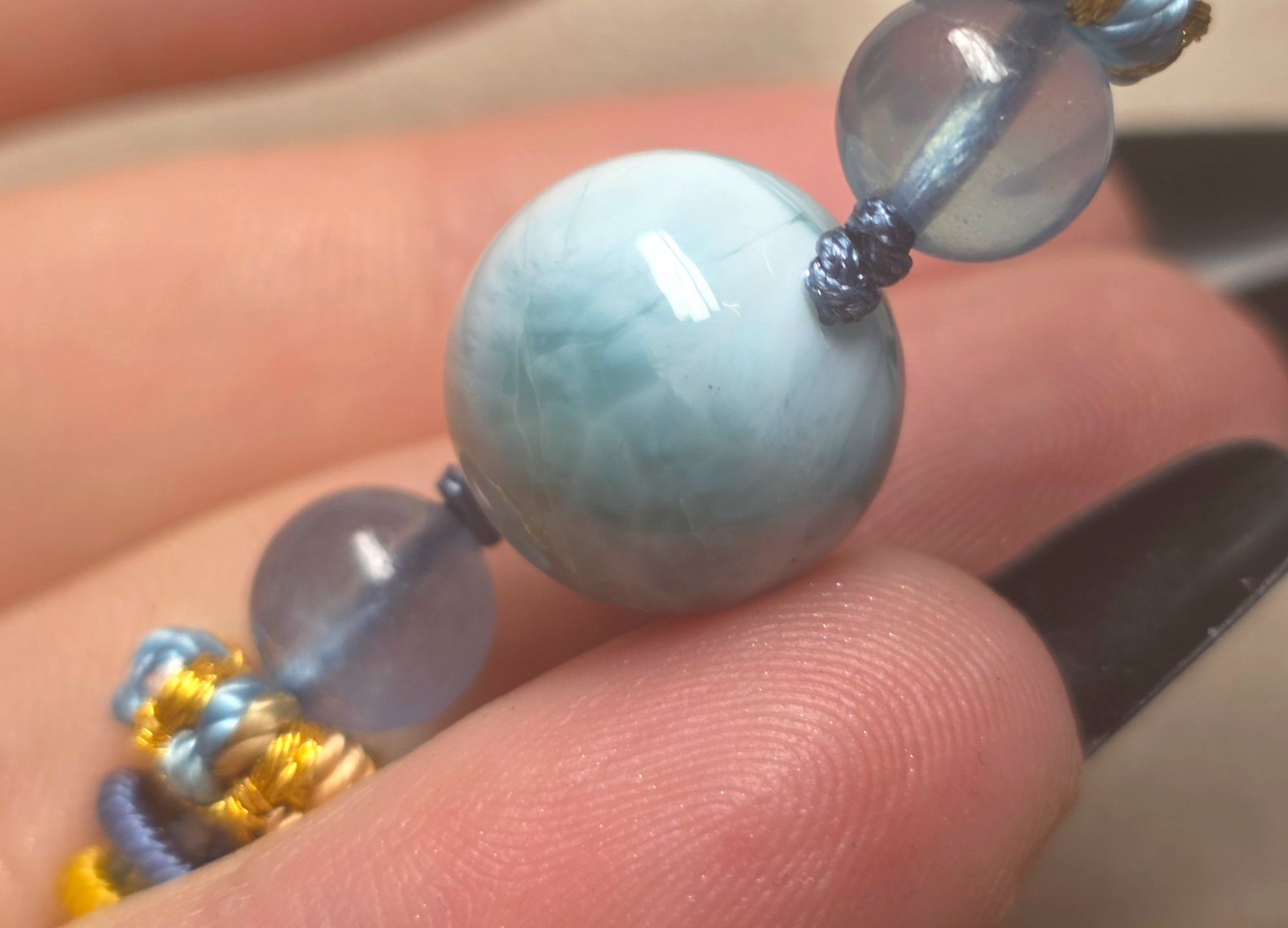 Minerali & Pietre curative: Larimar/Aquamarin Kordelkette – Nuovo e nell'imballaggio originale da Matzingen venduto da Shay_Crystalz 3