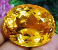 Certified 122.95 Ct Brazilian Yellow Citrine Faceted