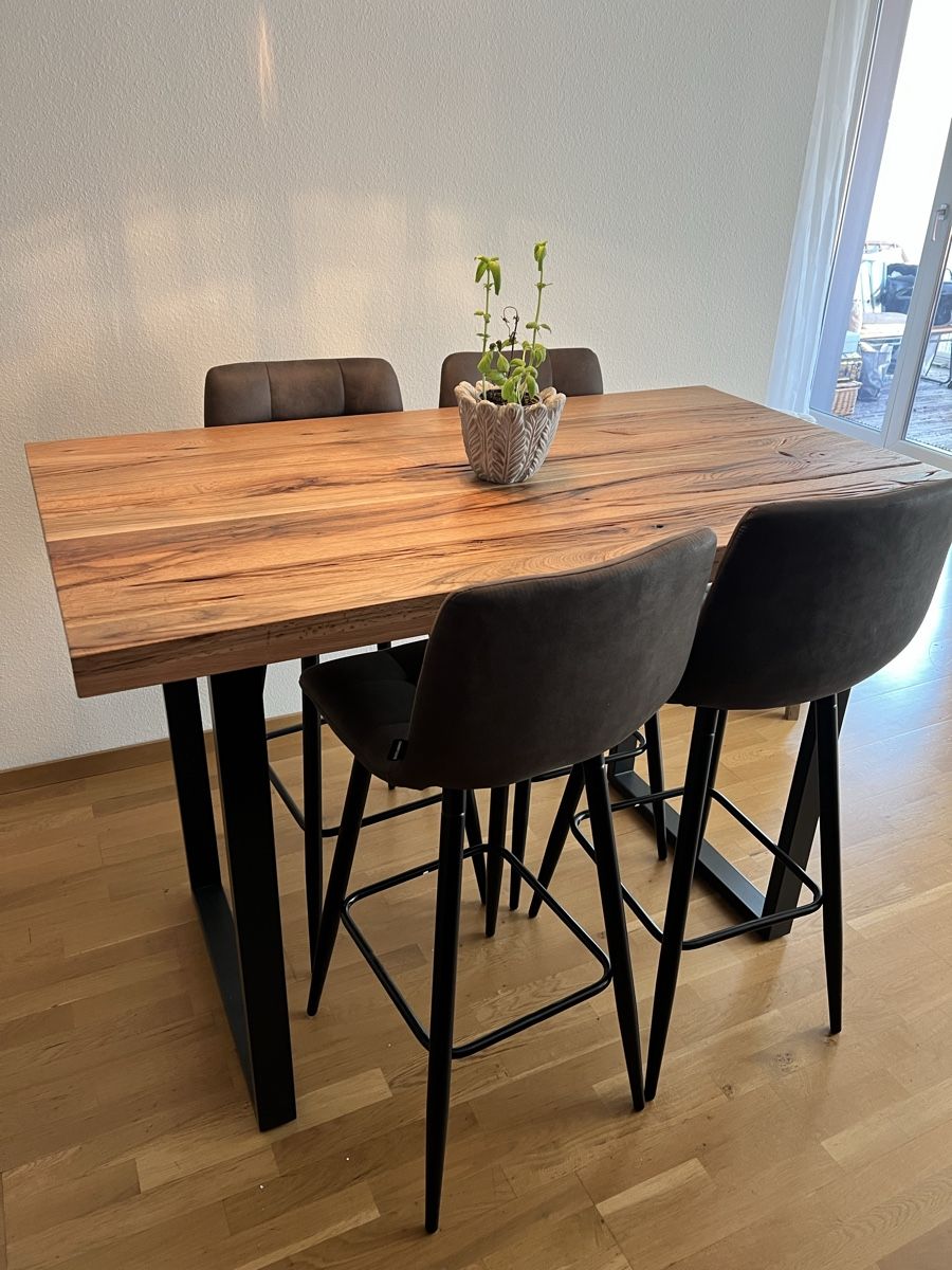 Pfister Set di tavolo e panche: Hochwertiger Echtholz-Bartisch CASTELLO + 4 Barhocker RUBI – Nuovo (secondo la descrizione) da Basel venduto da erd_q9x5 2