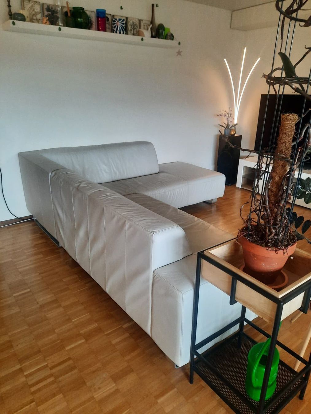 Pfister Divani: Möbel Pfister Ecksofa Echtleder - hellgrau - 255 × 220 cm – Usato da Aarau venduto da Amothan 2
