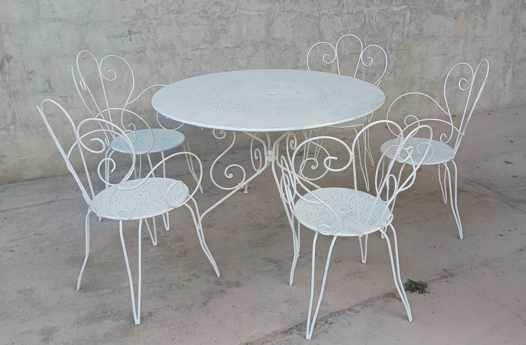 Tavoli: Antikes Gartentisch-Set, um 1940 - elegant, mit 5 Stühlen – Usato da Basel venduto da goldfinger63