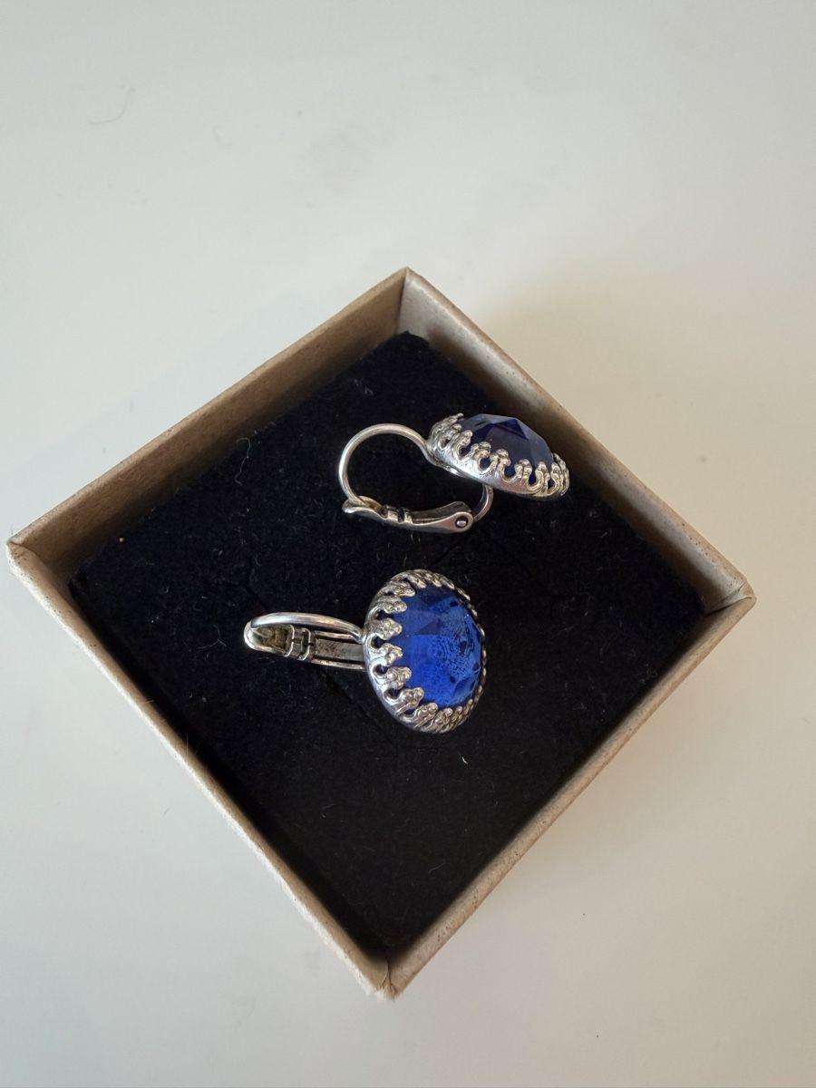 Orecchini pendenti & Orecchini a lobo: Ohrringe mit blauem Stein, Sterling Silber – Usato da LUZERN venduto da Adriana_6005 2