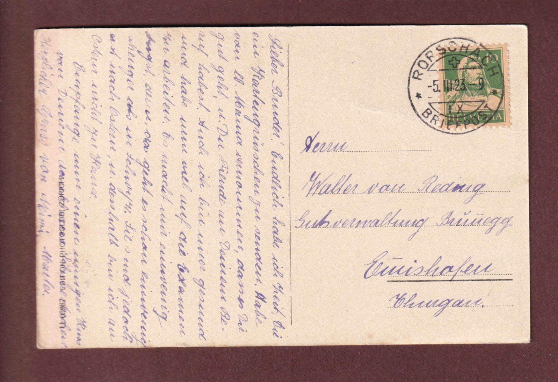 Cartoline postali: RORSCHACH - Töchterinstitut Stella Maris - 1923 – Usato da Pully venduto da nicecards-shop 1