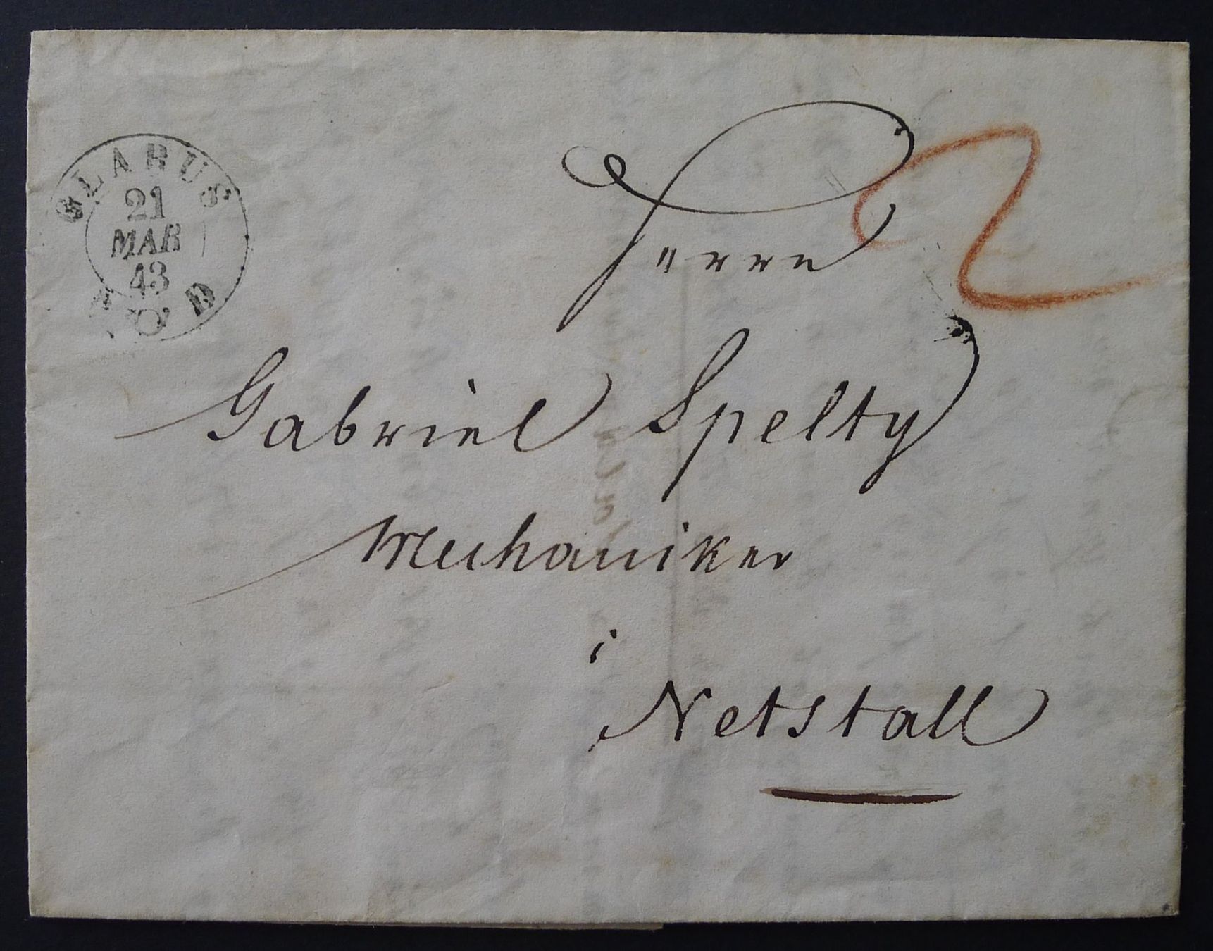Tous les timbres: 1843 Vorphilatelie von GLARUS nach NETSTAL GL – D'occasion à Ebikon par SilvioFreund