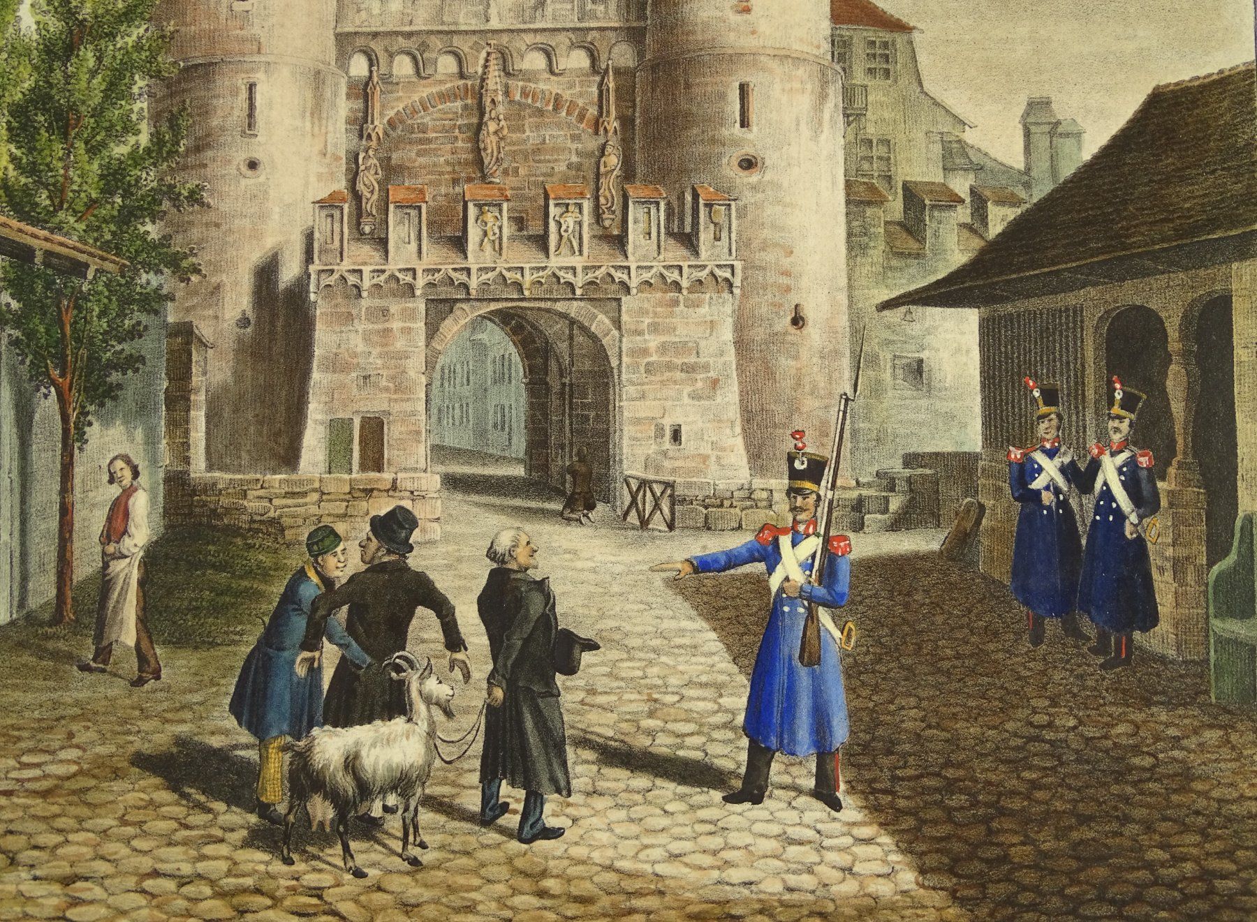 Incisioni: BASEL SPALENTOR, JUDAIKA, LITHOGRAPHIE UM 1850 – Usato da Grüningen venduto da Kartensammler 3