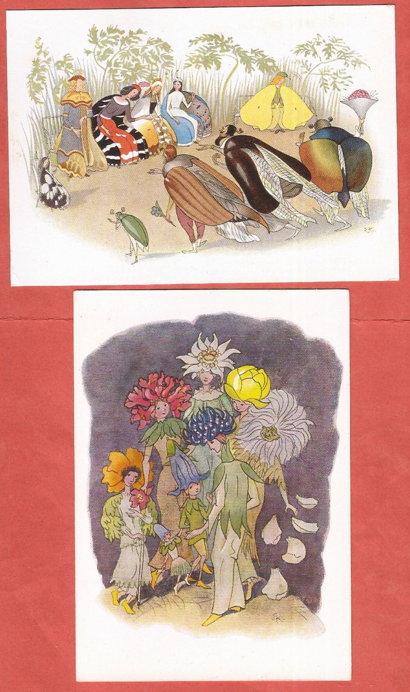 Cartoline postali: Ernst Kreidolf - 4 Kunstkarten ca. 1950 – Usato da Fislisbach venduto da Porano 2