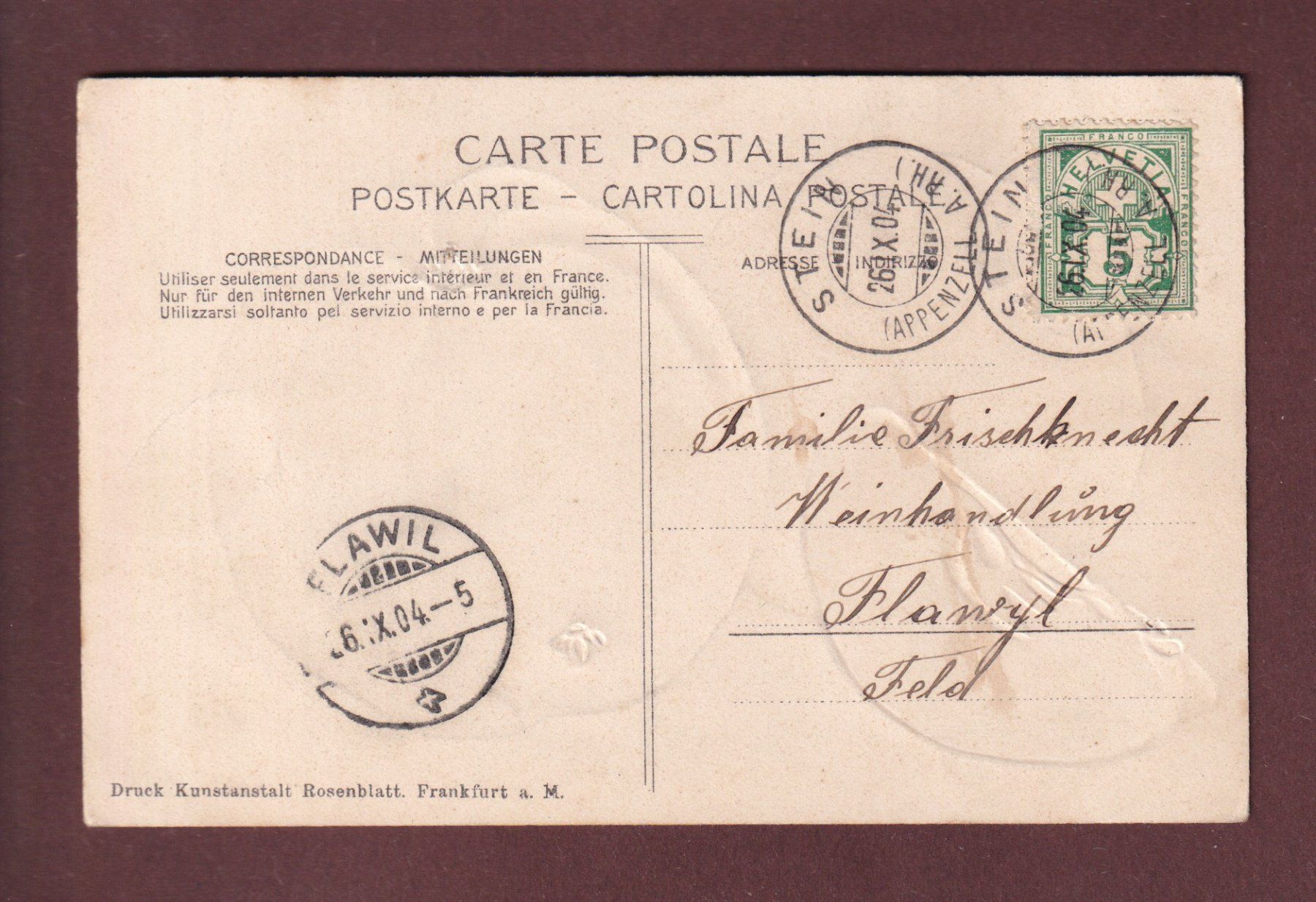 Cartoline postali: ST. GALLEN - Broder-Brunnen - 1904 – Usato da Pully venduto da nicecards 1