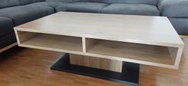 Couchtisch mit Ablagefach hell wood, Metall schwarz