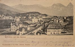 Ansichtskarte Goldau mit Mythen gelaufen 1902 Schweiz●101