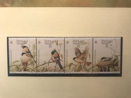 WWF Portugal Azoren 1990 Gimpel Satz postfrisch 4er-Streifen