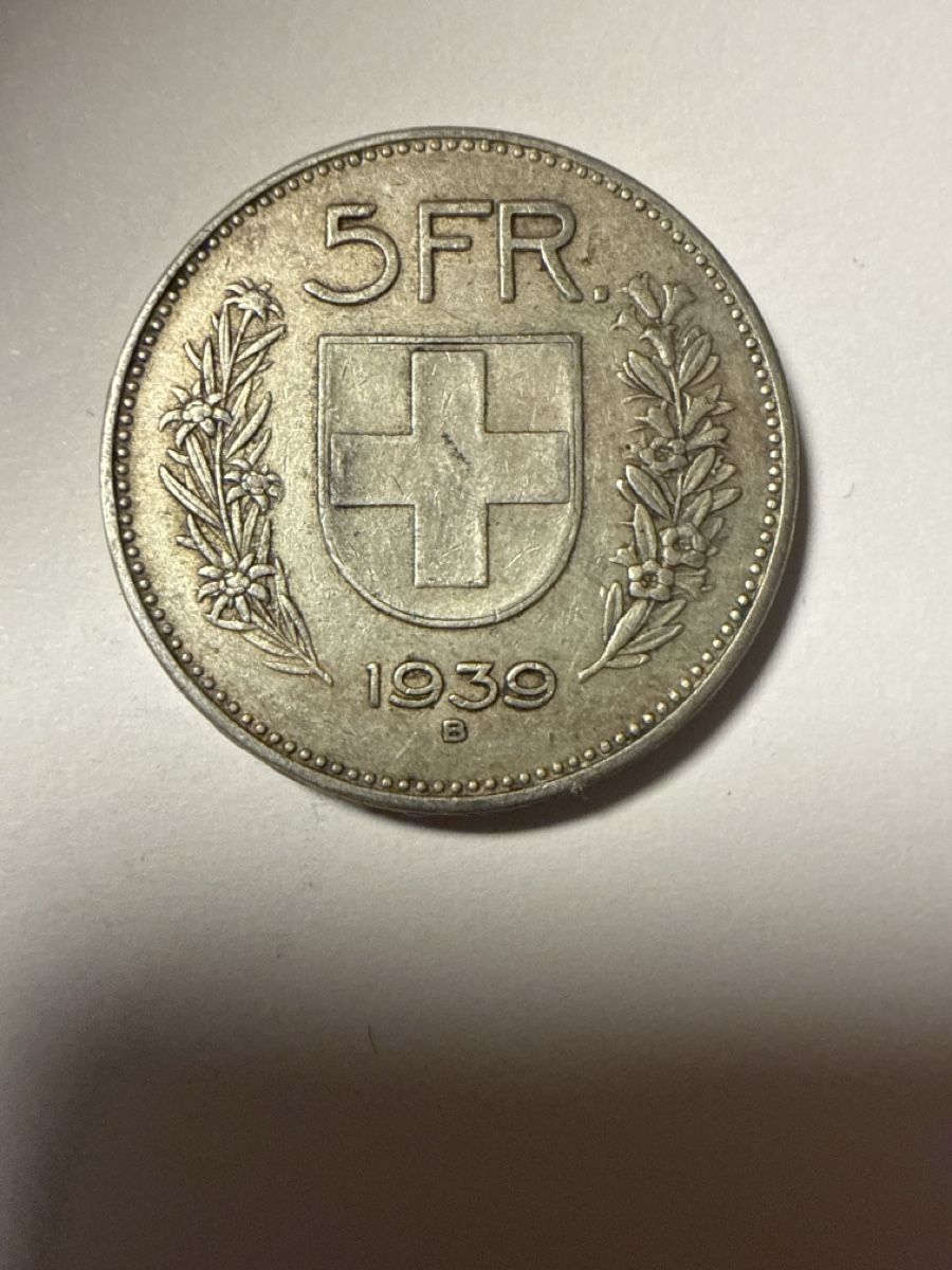 Alle Münzen: 5 Fr. Silbermünze B 1939 – Gebraucht aus Appenzell von Wumo74
