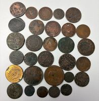 Sammlung alter Münzen verschiedene Länder gemischt Zustand