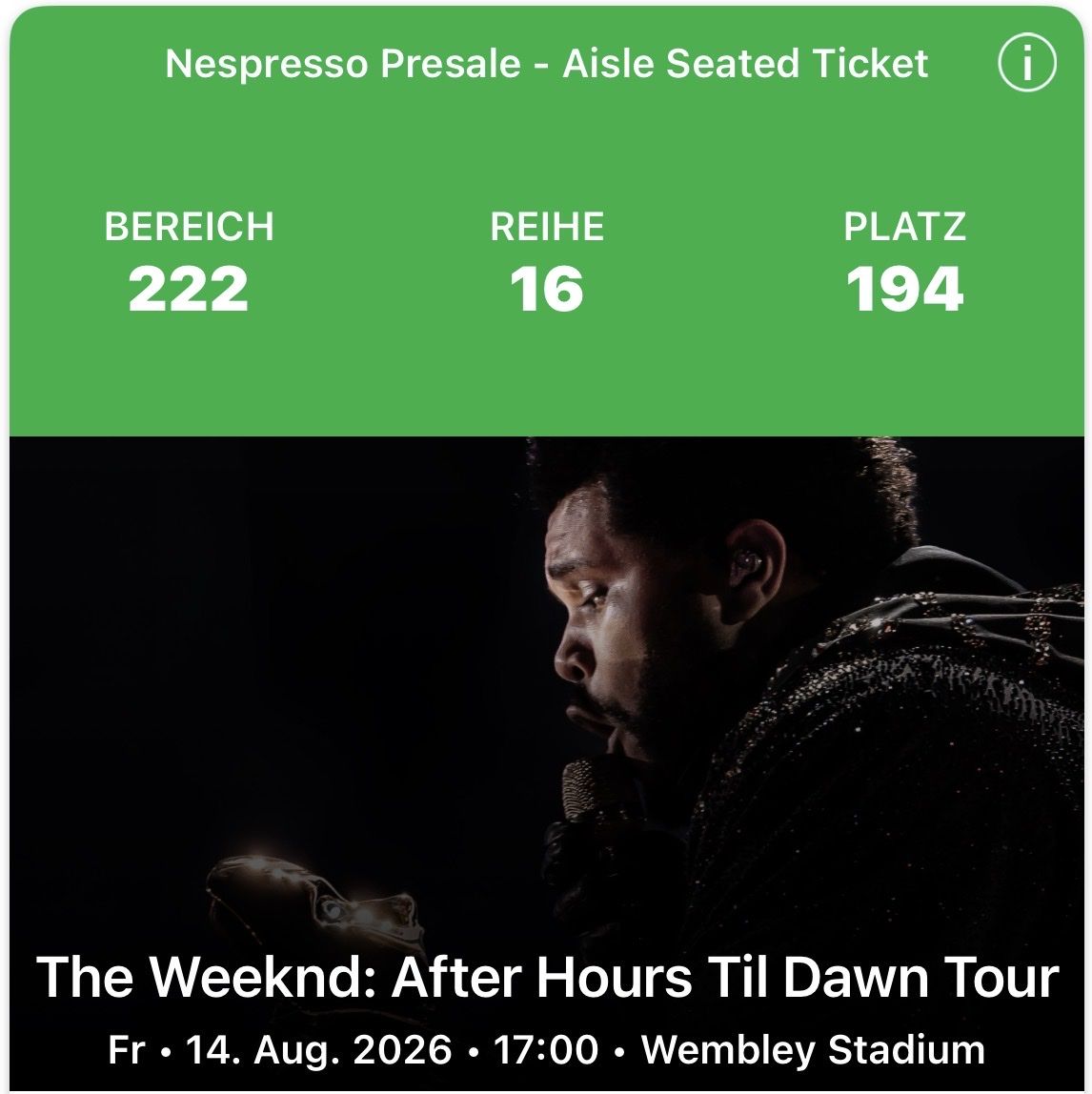 Biglietti: THE WEEKND: AFTER HOURS TIL DAWN TOUR – Nuovo e nell'imballaggio originale da Waldstatt venduto da Al-Ho 1