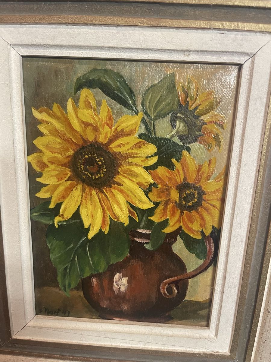 Gemälde: Gemälde: Stilleben mit Sonnenblumen von E. Naef, 1947 – Gebraucht aus Zürich von Spencer2020 1